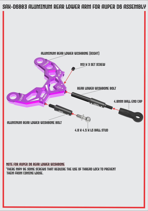 SAK-D6803 Aluminum Rear lower Arm for Auper D6