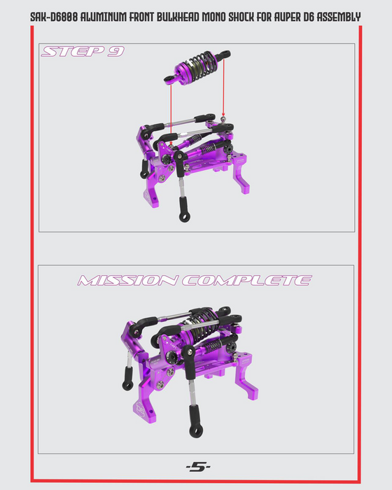 SAK-D6807 Aluminum Front Bulkhead Mono Shock for Auper D6