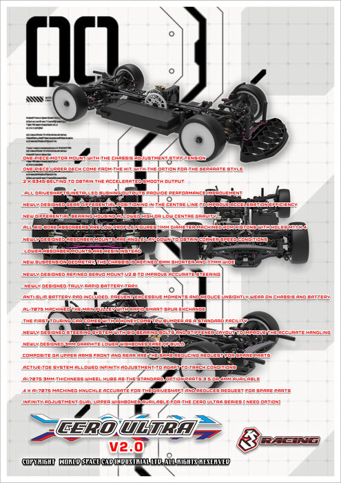 KIT-CERO ULTRA-ACE 2.0 COMPETITION GRADE TOURING CAR CHASSIS