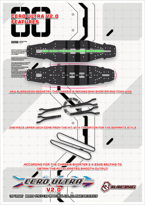 KIT-CERO ULTRA-ACE 2.0 COMPETITION GRADE TOURING CAR CHASSIS