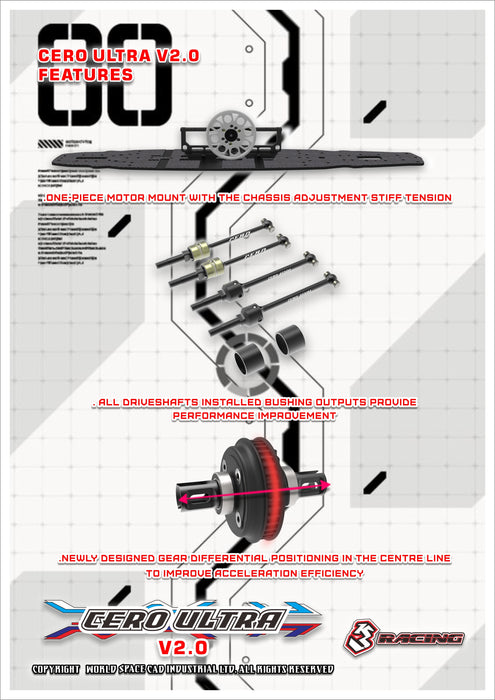 KIT-CERO ULTRA-ACE 2.0 COMPETITION GRADE TOURING CAR CHASSIS