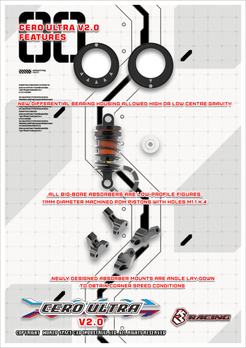 KIT-CERO ULTRA-ACE 2.0 COMPETITION GRADE TOURING CAR CHASSIS