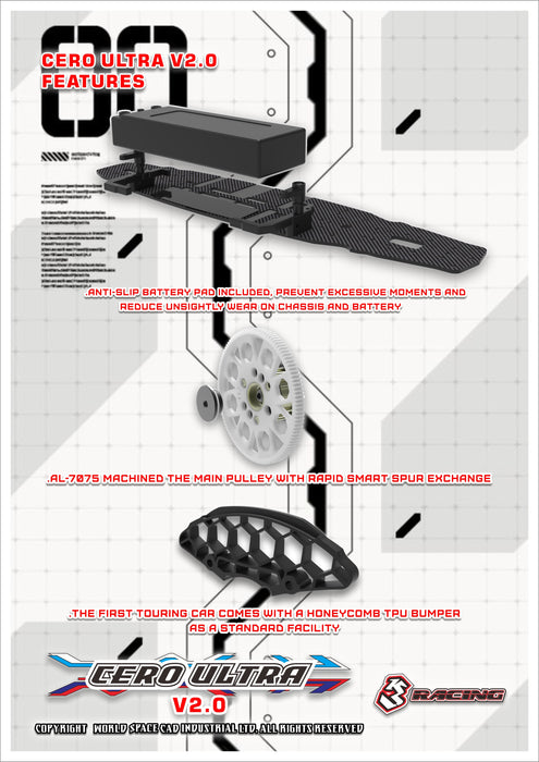 KIT-CERO ULTRA-ACE 2.0 COMPETITION GRADE TOURING CAR CHASSIS