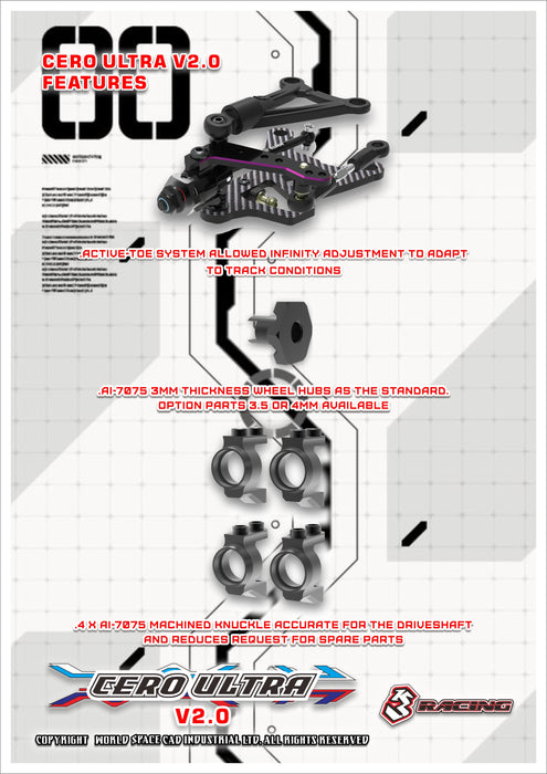 KIT-CERO ULTRA-ACE 2.0 COMPETITION GRADE TOURING CAR CHASSIS