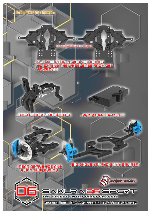 [Limited Pre-Order] KIT-SAKURA D6GA 3RACING Sakura D6 Sport Carbon Graphite Version