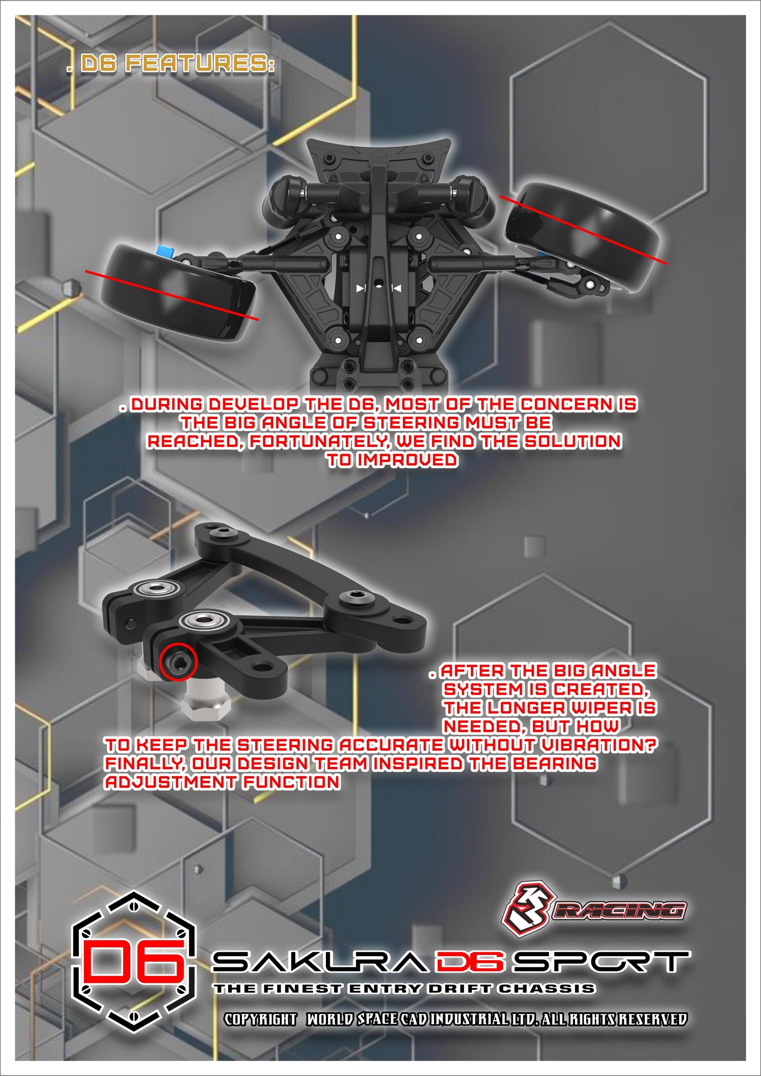 Sakura Racing KIT-SAKURA D6GA 3RACING Sakura D6 Sport Carbon Graphite Version ...
