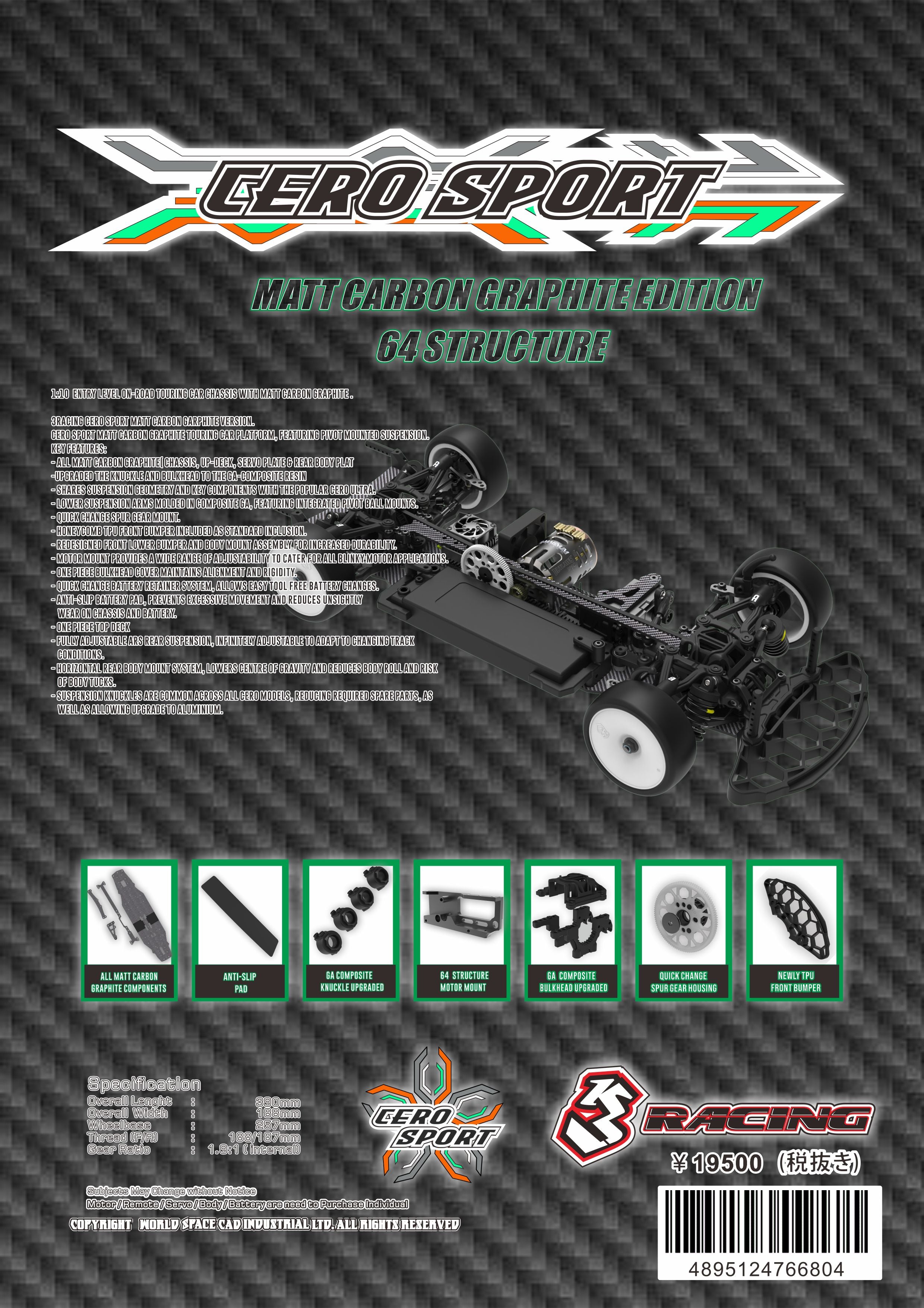 KIT-CERO SPORT 64 Structure Matt Graphite — 3Racing Shop