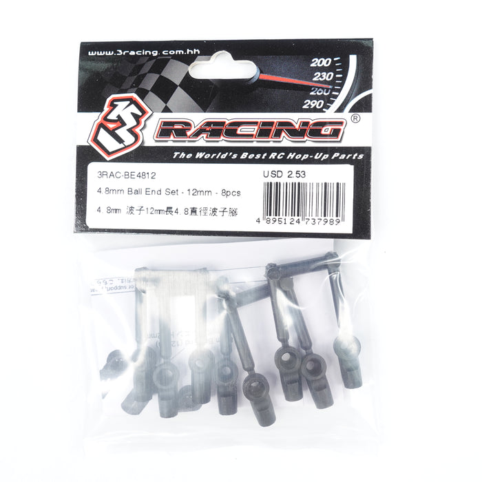 3RAC-BE4812 4.8mm Ball End Set - 12mm - 8pcs