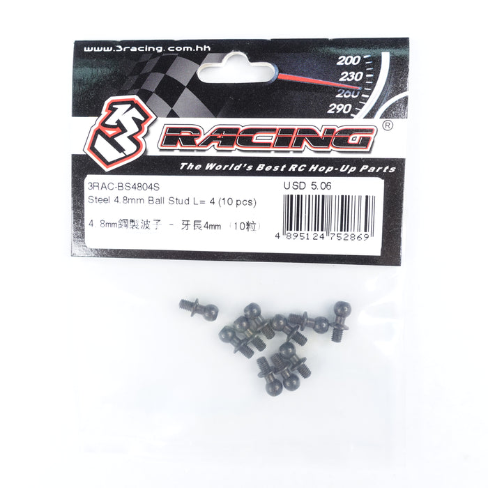 3RAC-BS4804S Steel 4.8mm Ball Stud L=4 (10 pcs)