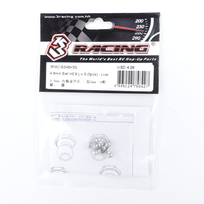 3RAC-BS48H5S 4.8mm Ball HEX L=5 (5pcs) - Iron