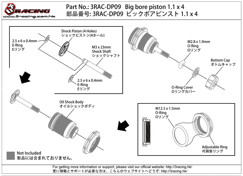 3RAC-DP09 Big bore piston 1.1 x 4