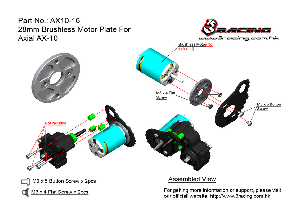 AX10-16	28mm Brushless Motor Plate For AX10 Scorpion