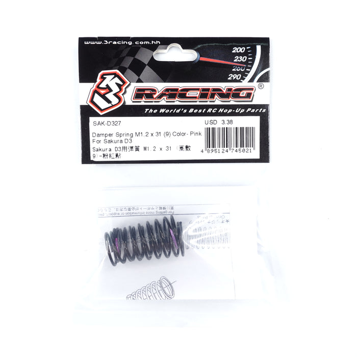 SAK-D327 Damper Spring M1.2 x 31 (9) Color- Pink For Sakura D3