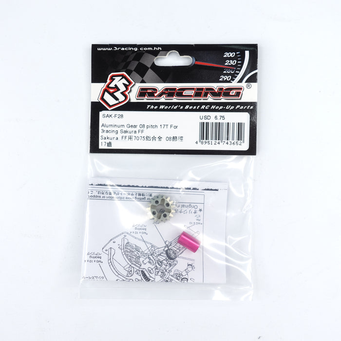 SAK-F28 Aluminum Gear 08 pitch 17T For 3racing Sakura FF