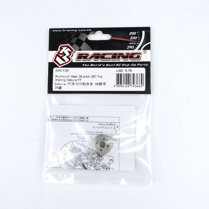 SAK-F29 Aluminum Gear 06 pitch 26T For 3racing Sakura FF