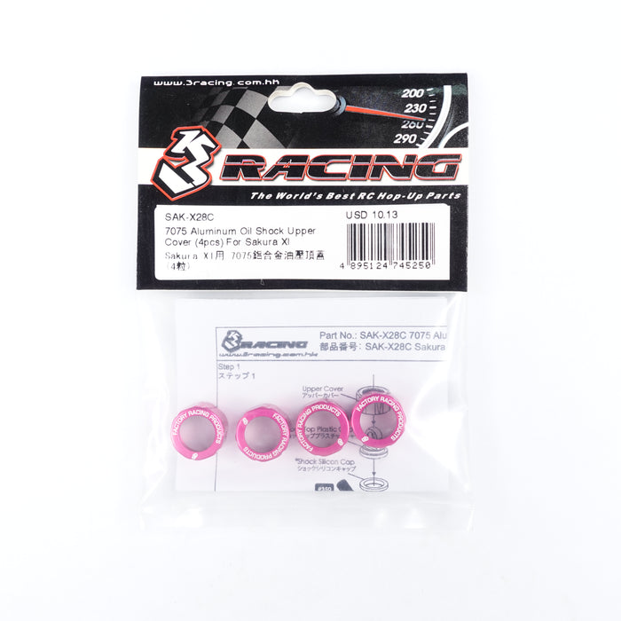 SAK-X28C 7075 Aluminum Oil Shock Upper Cover (4pcs) For Sakura XI