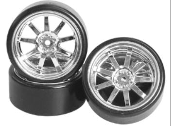 1/10 9 Spoke Wheel & Tyre Set For Drift(7mm Offset) -4pcs
